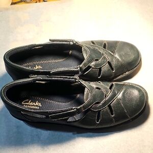 Clarks Dark Blue Leather Sandals